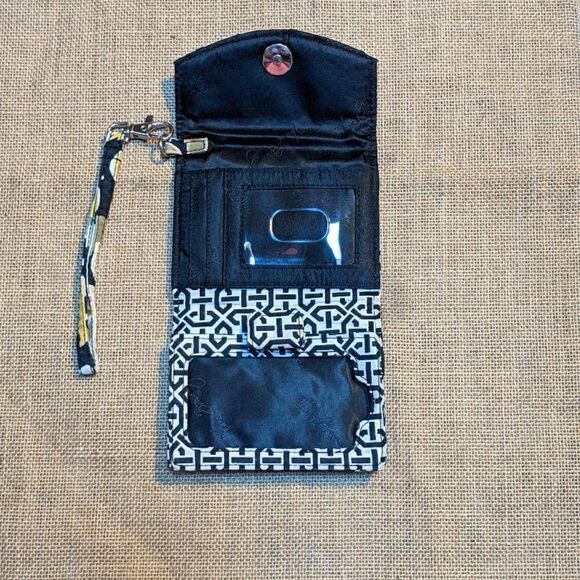 Vera Bradley All in One Wristlet Black/Yellow/Cream Floral - Picture 2 of 5